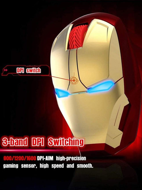 Ergonomic Wireless Mouse, Cool Iron Man Mouse 2.4G Portable Mobile Computer Mouse with USB Nano Receiver for Notebook, PC, Laptop, Computer, MacBo...