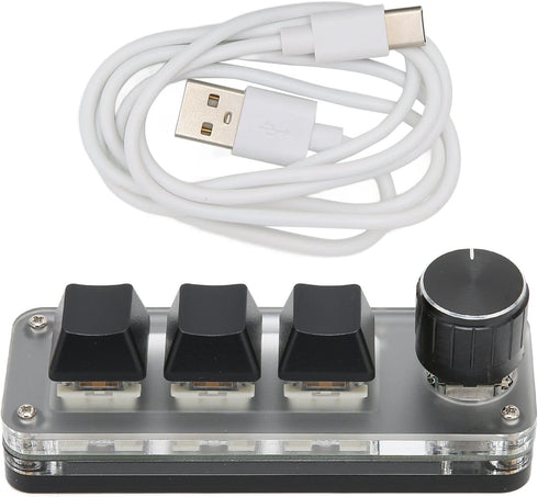 SUNGOOYUE USB 3 Key Keypad, Multifunctional Shortcut RGB Backlight Mini Mechanical Keyboard with Knob for DIY Programming Gaming...