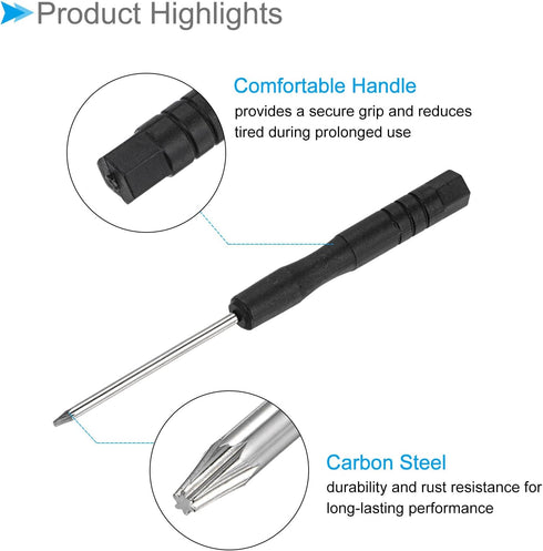 Mini Torx Screwdriver, T2 Size 80mm Length, Carbon Steel Small 6 Point Screwdrivers with Anti-slip Handle - (Applications: for Glasses, Watch or L...