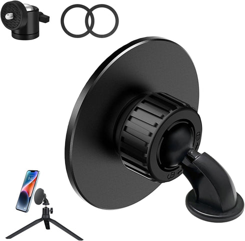 Magnetic Tripod Phone Mount Adapter with 1/4"-20 Hole, Adjustable Phone Holder for Tripod, Selfie Stick, Ring Light, Compatible with Magsafe iPhon...
