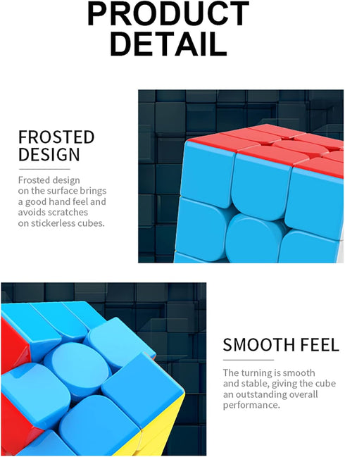 3x3x3 Speed Cube,Stickerless Magic Cube, Smooth Turning Puzzle Box with Anti-Sticky Design, The Most Educational Toy to Effectively Improve Your C...