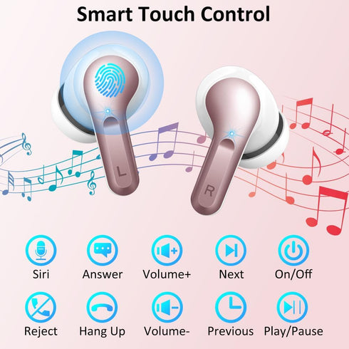 Wireless Earbud, Bluetooth Headphones 5.3 NEW 40H Ear Buds Bass Stereo Earphones Noise Cancelling Earbud with 4 ENC Mic, in-Ear Bluetooth Earbud U...