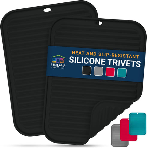 Silicone Trivets for Hot Pots and Pans (2 Pack) - Multipurpose Silicone Trivets for Hot Dishes and Hot Pot Holders (9 x 12 inch) - Silicone Heat R...