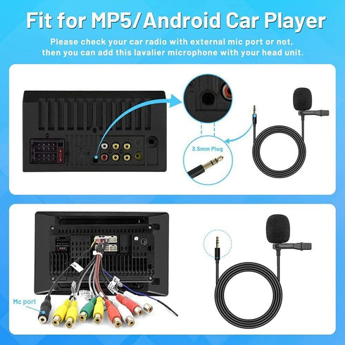 Mic 3.5mm External Microphone Assembly for Car Vehicle Head Unit Bluetooth Enabled Audio Stereo Radio Receiver GPS DVD with 3m Cable Plug and Play...