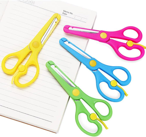 8 Pack DIY Art & Craft ScissorsKids Safety Scissors Preschool Training Scissors Kids Toddler Safety Spring Scissors...