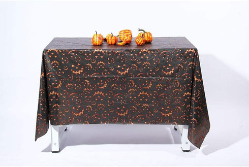 Halloween Tablecloth, 2PCS 54x108 Inch Disposable Table Cover, Rectangle Plastic Halloween Table Cloth for Hunted House Table Decoration, Black...
