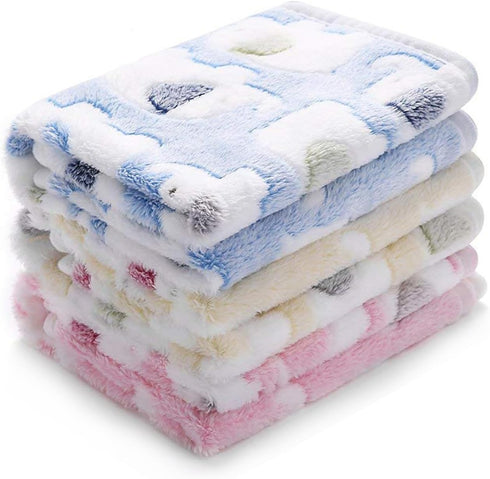 1 Pack 3 Blankets Super Soft Fluffy Premium Cute Elephant Pattern Pet Blanket Flannel Throw for Dog Puppy Cat Blue/Pink/Yellow Small(23x16 inch)...