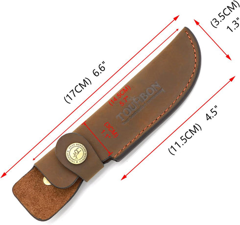 TOURBON Brown Leather Fixed Blade Knife Sheath with Snap Closure...