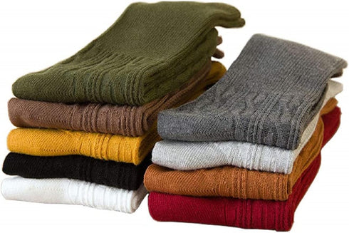 9 Pairs Women's Crew Socks Cotton Knit Soft Turn Cuff Socks...