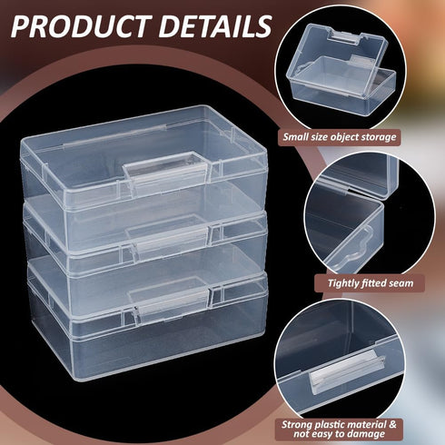 BENECREAT 6 Pack Clear Plastic Box Clear Storage Case Collection Organizer Container with Hinged Lid and Hangers For Organizing Small Parts Office...