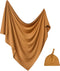 Newborn Swaddle Blanket with Hat Set Baby Swaddle Set Hospital Receiving Blankets for Girls Boys(Copper,35"*35")...