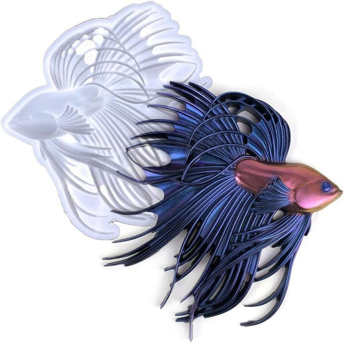 Betta Fish Silicone Resin Molds 3D Unique, Hanging Wall Desktop Decor Large DIY Art Epoxy Mold Aquarium Animal Decoration Office Home Room Cabinet...