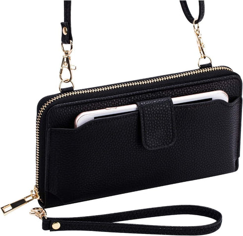 K . A Womens Wristlet Wallet Crossbody Bag Cellphone Purse Handbag RFID Card Slots 2 Strap Wrist...