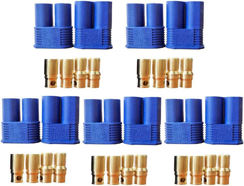 5 Pairs EC8 Banana Plug Connectors Female Male 8.0mm Gold Bullet Connector for RC ESC LIPO Battery Device Electric Motor...