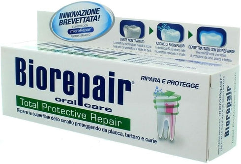 1pc non flouride biorepair total protection toothpaste 75ml repairs damaged tooth enamel and prevents plaque and tartar from forming - helping to ...
