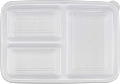 GoodCook Meal Prep Rectangle Three Compartment 20-Piece, White, Made without BPA...