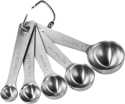 U-Taste Teaspoon Tablespoon Measuring Spoons: 18/8 Stainless Steel Measure Scoop Set of 5, 1/4 TSP, 1/2 TSP, 1 TSP, 1/2 TBSP & 1 TBSP, Metal Kitch...