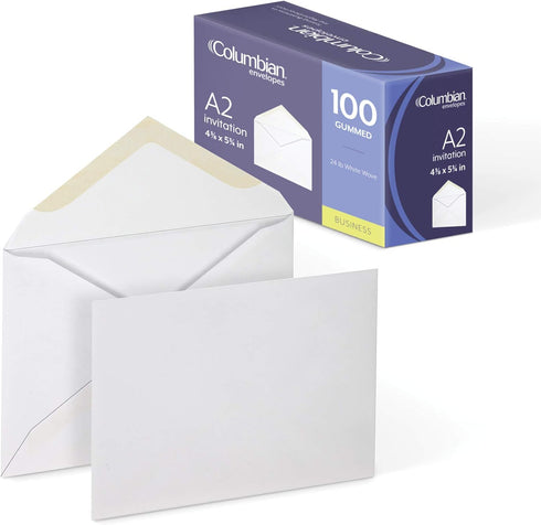 Columbian Invitation Envelopes, A2, 4-3/8 x 5-3/4 Inches, White, 100 Per Box (CO198)...