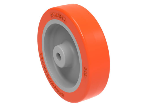 Schioppa, R.310 UP, 3" (75 mm), Wheel Only, 1/4" Axle, Polyurethane Wheel, Hunter Orange, 100 lbs, 3 X 3/4", Flat Tread...