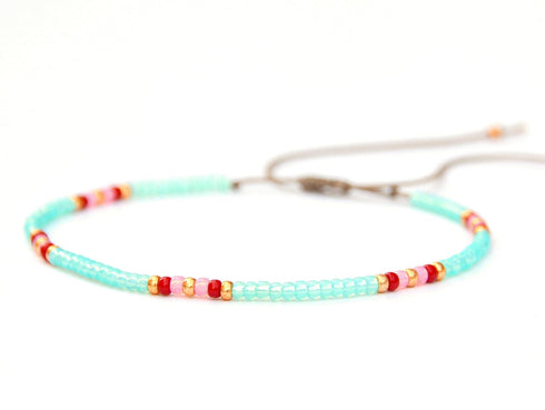 Anklet for women, Unique Beaded Aqua Colorful Waterproof Beach Anklet, Boho Bohemian Hippie Native American Style, Handmade by Tribes...