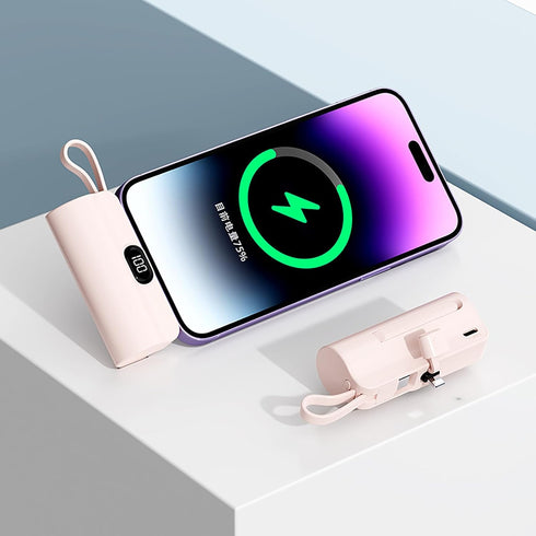 Mini Power Bank,Capsule Power Phone Charger 5500mAh,Portable Charger with Dual USB-C Ports for iPhone 15/15 plus/15 pro/15 pro Max/Android Phone/S...