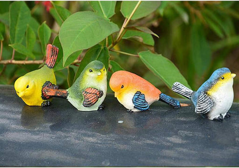 Zerodis Miniature Bird Decorative Figurines, Pack of 4 Resin Birds Animal Figurine Decoration Mini Simulation Cute Garden Statue Birds Figures Dec...