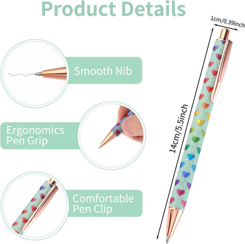 Bling Metal Pens, 6 Pack 1.0 mm Click Retractable Ballpoint Pens Black Ink Medium Point Gift Pens Glitter Retractable Pen Comfortable Writing Pens...