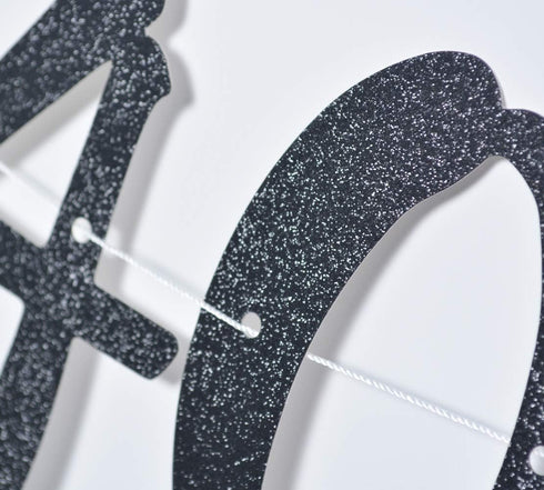 Happy 40th Birthday Banner for 40th Birthday Party Pre-Strung Decorations (Gold & Black Glitter)...