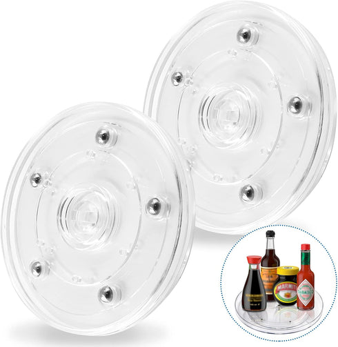 2 Pack 4 Inch Turntable Mini Turntable Organizer, Clear Rotating Tray Small Revolving Base, Acrylic Ball Bearing Turntable Plate for Kitchen Table...