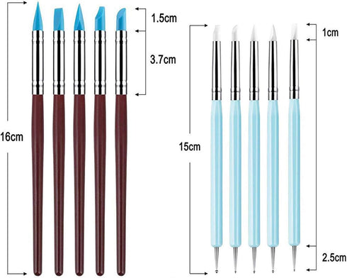 Yagugu Silicone Clay Sculpting Tool - 10Pcs Modeling Dotting Tool for Pottery Craft, Rock, Nail, Blending, Drawing...