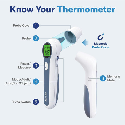 Alcedo Forehead and Ear Thermometer for Adults, Kids, and Baby | Digital Infrared Thermometer for Fever | Touchless, Instant Read, Medical Grade |...