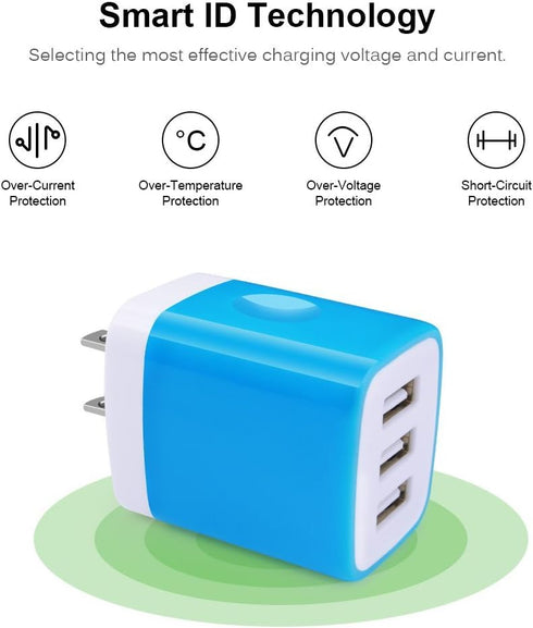 USB Wall Charger,Sicodo 2-Pack Universal 3.1A Home Travel Quick Wall Plug Charger Cubes Compatible with iPhone 16/15/14/13/SE/12/11 Pro Plus, Sams...