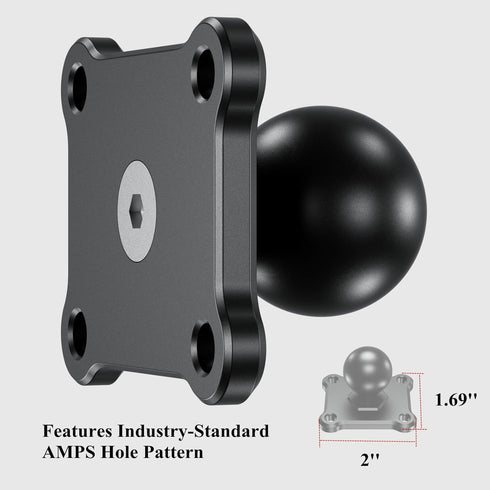 BRCOVAN 2 PCS, 1'' Ball Mount Base with Aluminum Alloy 4-Hole AMPS Square Plate & 1'' TPU Ball Adapter Compatible with RAM Mounts B Size 1 Inch Ba...