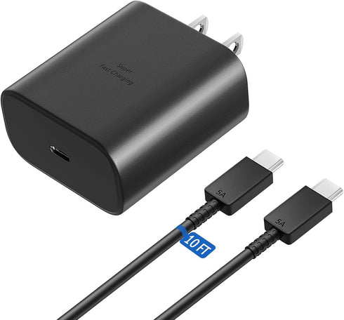 45W Samsung Super Fast Type C Charger with 10 FT Cable for Galaxy S23/S23 Ultra/S23+/S22 Ultra/ S22+/S22, Note 10 +/Note 20/S20/S21/S10, Galaxy Ta...