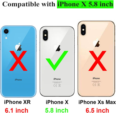 SAMONPOW for iPhone X/XS Case Wallet Card Holder for iPhone 10 Case Wallet Card Holder Heavy Duty Protection Shockproof Anti Scratch Soft Rubber B...