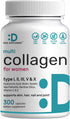 DEAL SUPPLEMENT Multi-Collagen Pills for Women with Vitamin C, E, & Biotin, 300 Capsules – 11 in 1 Formula with Saw Palmetto, Bamboo Silica, & Hya...
