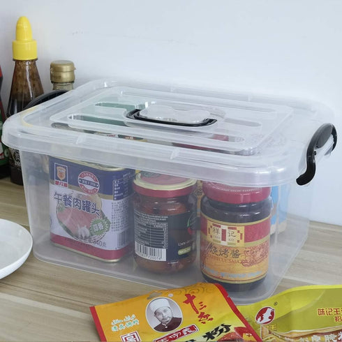8 Liter Plastic Storage Box, 2-Pack Clear Storage Bins with Handles...