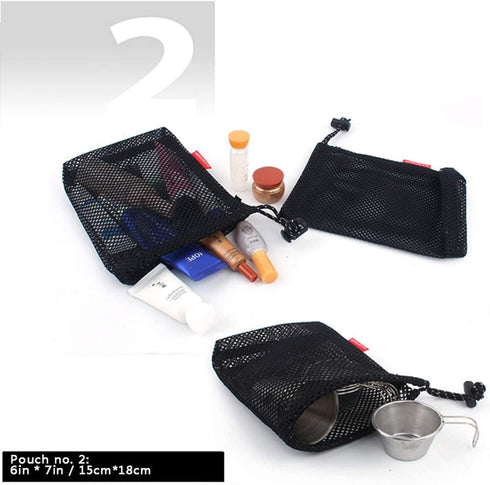Drawstring Bag Nylon Cinch and Ditty Stuff Pouch,Mesh-Stuff-Sack for Camping Travel Gym Sports Storage 5-in-1...