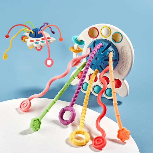 Baby Toys 6-12-18 Months Baby Sensory Toys Silicone Pull String Toys Montessori Toys for Toddlers...
