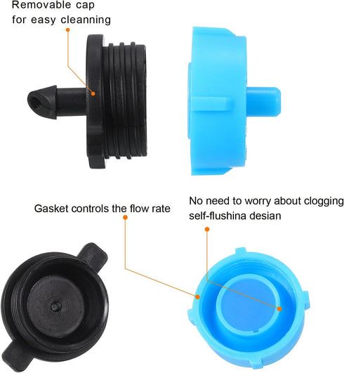 uxcell Drip Irrigation Emitters, 50pcs - 4/7 Inch Miniature Drip Sprinkler, 4 GPH Pressure Compensated Dripper for Garden Flower Pots Plants Lawns...