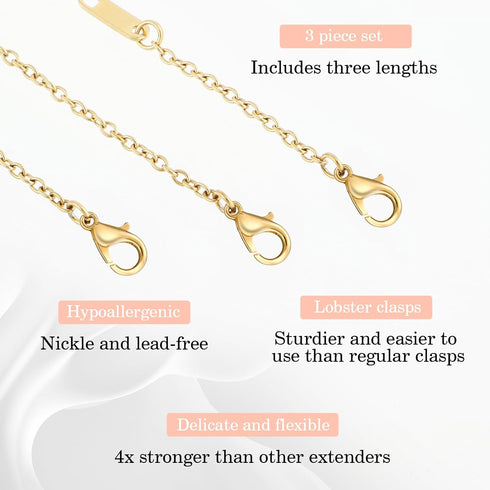 9Pcs Anklet Extender, Mabor Removable Necklace for Women Necklace Extenders Stainless Steel Jewelry Chain Extenders for Bracelet Necklace(Gold/Sil...