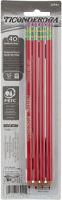 Ticonderoga Erasable Checking Pencils, Eraser Tipped, Pre-Sharpened, Red, 4 Pack (2 pencils per Pack) (13901)...