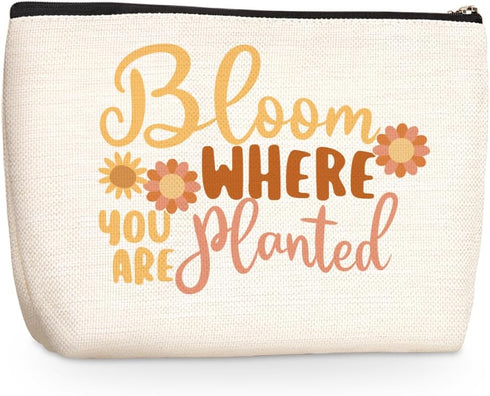 Mental Health Makeup Bag Positive Affirmations Motivational Gifts Self Love Bloom Cosmetic Travel Bag for Women Counselor Therapist Psychologist N...