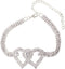 Sparkling Heart Rhinestone Foot Jewelry for Women - Adjustable Summer Beach Anklet Chains, Crystal Double Heart Anklets - Full Rhinestone Anklets ...