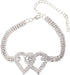 Sparkling Heart Rhinestone Foot Jewelry for Women - Adjustable Summer Beach Anklet Chains, Crystal Double Heart Anklets - Full Rhinestone Anklets ...