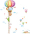 DECOWALL BS-1606 Animal Hot Air Balloon Height Growth Chart Kids Wall Stickers Wall Decals Peel and Stick Removable Wall Stickers for Kids Nursery...