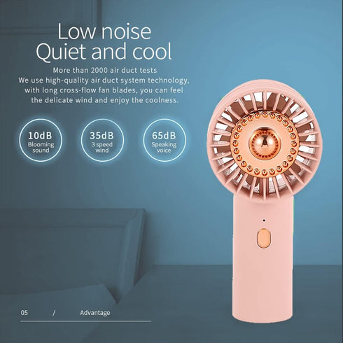 GKI Mini handheld fan, USB Rechargeable Small Cooling Fan, Battery Operated Portable Fan, for outdoor office gift. (ROSE GOLD)...