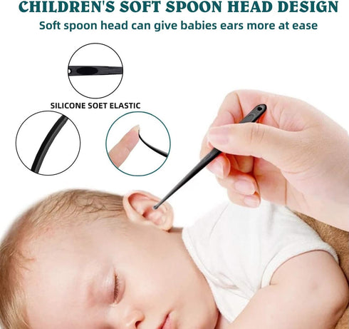 Ear Wax Removal Kit, Ear Cleansing, Cleaning Brush and Storage Box, One-Piece Ear Picker Design for Adults and Kids (White)...