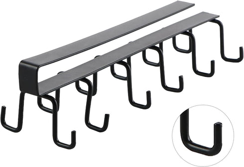 Cups Storage Hooks, Kitchen Utensil Hanging with 6 Hooks, Cup Holder Hanger Hook Rack Holder Under Cabinet Closet without Drilling(Black)...
