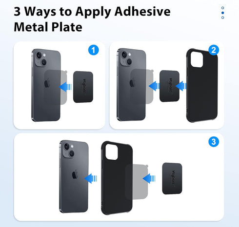 volport Rectangle Metal Plate for Phone Magnet, Magicplate Replacement Disc with 3M Adhesive Backing Sticker for Magnetic Car Mount Holder Cradle ...